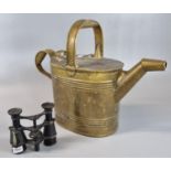 Vintage brass watering can together with a pair of vintage opera glasses. (2) (B.P. 21% + VAT)