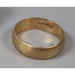 9ct gold wedding band. 6.2g approx. Size Y. (B.P. 21% + VAT)