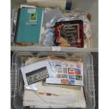 Large quantity of all World stamps on pages, cards, in packets, plastic bags and loose in two