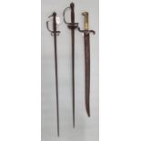 Two similar probably French Court swords/rapiers with wire bound grips and single bar hilts. 19th