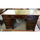 Reproduction mahogany leather top kneehole desk. (B.P. 21% + VAT)