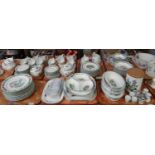 Seven trays of Portmeirion pottery 'Worcester Herbs' design items to include: a 21 piece teaset with