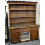 19th century Welsh pale oak rack back dog kennel dresser. (B.P. 21% + VAT)