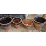 Collection of terracotta dairy and similar pans. (6) (B.P. 21% + VAT)
