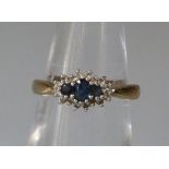 9ct gold blue and white stone dress ring. 2.2g approx. Size K 1/2. (B.P. 21% + VAT)