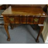 18th century style mahogany lowboy, the piecrust shaped top above a single drawer standing on