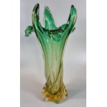 Murano style green and yellow vase. (B.P. 21% + VAT)