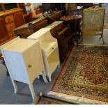 Collection of furnishing items to include: tapestry fire screen, mahogany occasional table, mahogany