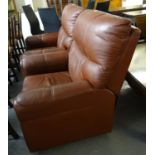Pair of modern brown leather armchairs. (2) (B.P. 21% + VAT)