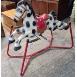 Mid century Mobo style tin child's rocking horse on tubular frame. (B.P. 21% + VAT)