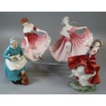 Four Royal Doulton figurines; 'My Best Friend' HN3011, 'The Favourite' HN2249, 'Cheryl' HN3253