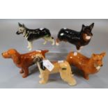 Collection of five Beswick ceramic dogs to include: Spaniel 'Horseshoe Primula', Afghan Hound '