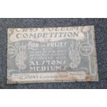 Vintage advertising sign for a Crystoleum competition, produced with Alston's Mediums, Alston's