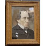 Portrait of Benjamin Disraeli, coloured print. 35x24cm approx. Framed and glazed. (B.P. 21% + VAT)