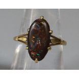 Probably 9ct gold opal ring. Indistinct hallmark. (B.P. 21% + VAT)