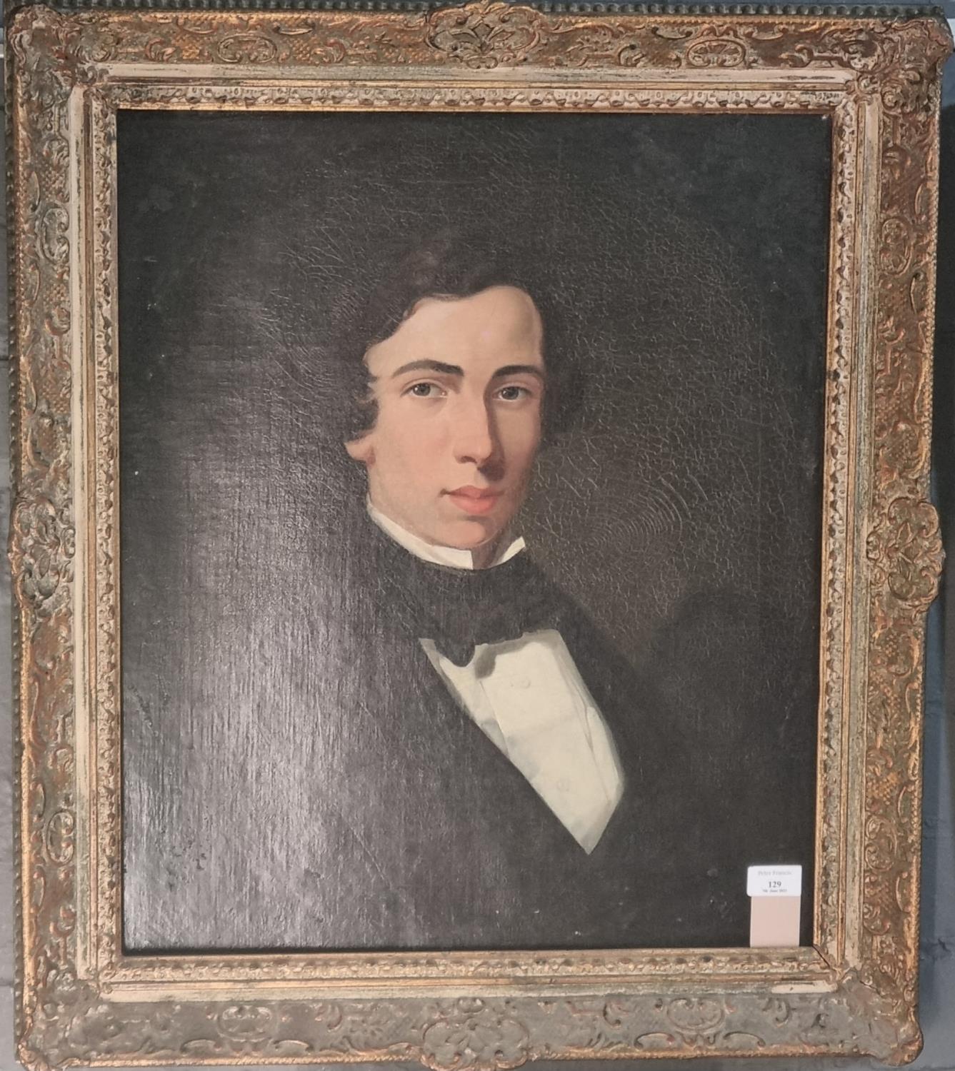 British School (19th century), portrait of a young gentleman, oils on canvas. 60x50cm approx. Gilt