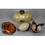 Collection of assorted items to include; a stoneware Sunrays foot warmer, two tone stoneware muff