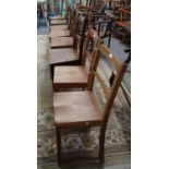 Collection of 19th century oak bar back farmhouse kitchen chairs (6), together with a pair of