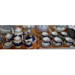 Three trays of Lichte German fine china teaware to include: six cups and saucers, teapots, milk jug,