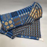 Vintage woollen Welsh tapestry blanket or carthen on dark blue ground. (B.P. 21% + VAT)