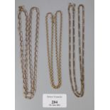 Three 9ct gold chains. 16.5g approx. (B.P. 21% + VAT)