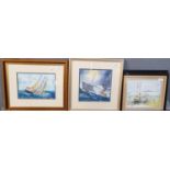 Brian Tarr (20th century), marine studies including three masted sailing yacht, lifeboat scene,