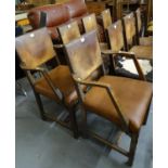 Set of eight Cromwellian style leather chairs with brass studwork. (6+2) (8) (B.P. 21% + VAT)