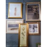 Group of assorted modern furnishing pictures: portrait studies, still lives and beach scenes,