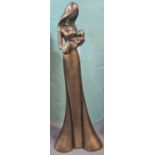 The Leonardo Collection, a bronzed figure group of stylised mother holding her child. 76cm high