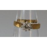 18ct gold diamond solitaire ring. 3g approx. Size J. (B.P. 21% + VAT)