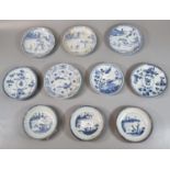 Collection of ten Chinese blue and white saucer dishes from the Ca Mau Shipwreck, five of them