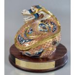Royal Crown Derby bone china paperweight, 'Dragon of Happiness' Millennium Ltd edition of 1500