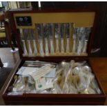 Modern mahogany finish Arthur Price of England silver plated canteen of cutlery. (B.P. 21% + VAT)