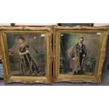 Pair of framed portrait studies being coloured prints from photographs, George Herbert Lewellyn,