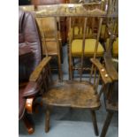 Primitive style beech and burr stick back armchair with initial to the back rail. (B.P. 21% + VAT)