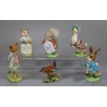 Five Beswick Beatrix Potter figurines together with a Beswick Wren. (6) (B.P. 21% + VAT)