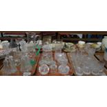Three trays of glassware to include: various cut glass drinking vessels; whisky tumblers, moulded
