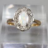 9ct gold opal and white stone dress ring. Size M1/2. 1.8g approx. (B.P. 21% + VAT)