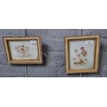 Two similar portrait studies of children on opaline glass. 12x18 and 19x16cm approx. Framed. (2) (
