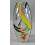 Art glass vase with multi-coloured marble design. 22cm high approx. (B.P. 21% + VAT)