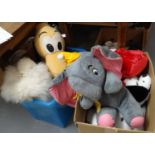 Two boxes of assorted soft toys to include: Dumbo the Elephant, Pluto etc. (2) (B.P. 21% + VAT)