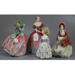 Four Royal Doulton bone china figurines to include: Roseanna HN1926', 'Her Ladyship HN1977', 'Dimity