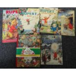 Box of vintage Daily Express publication Rupert annuals, varying in age, to include; four older ones