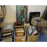 Seven boxes of assorted pictures, to include: watercolours, prints, oils etc. (7) (B.P. 21% + VAT)