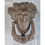 Victorian cast iron door knocker in the form of a Greek Goddess. (B.P. 21% + VAT)