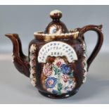 Victorian barge ware teapot 'A Present from Newcastle Emlyn 1885'. (B.P. 21% + VAT)