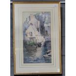 A Galton (British early 20th century), 'Polperro', signed and dated 1900. Watercolours. 44x25cm