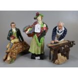 Three Royal Doulton bone china figurines to include: 'Sweet Lavender HN1373', 'The Carpenter HN2678'