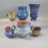 Collection of vintage Ewenny pottery items, to include: vases and jugs, one particularly marked '