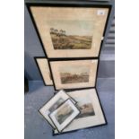 Collection of hunting prints and topographical engravings. (6) (B.P. 21% + VAT)